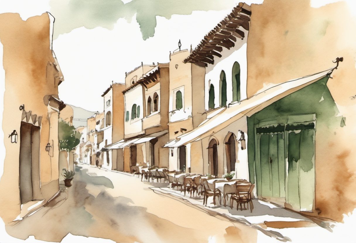 Watercolour scene of Agadir