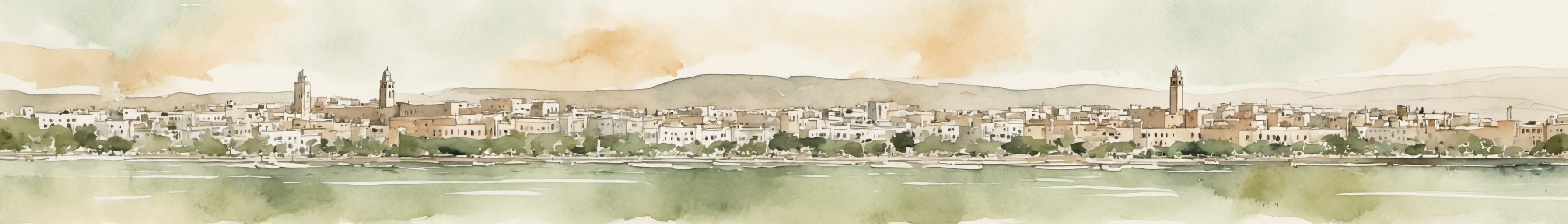 Watercolour illustration of Agadir