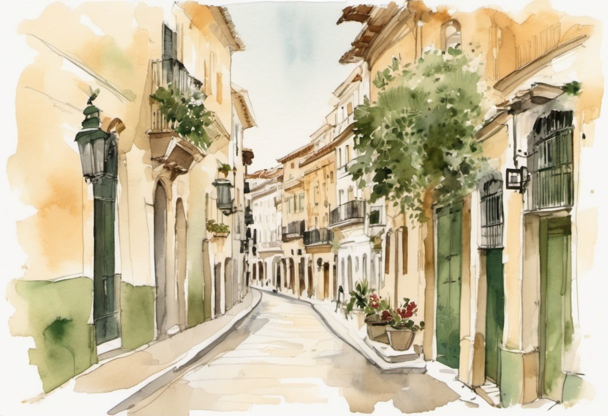 Watercolour scene of Malaga
