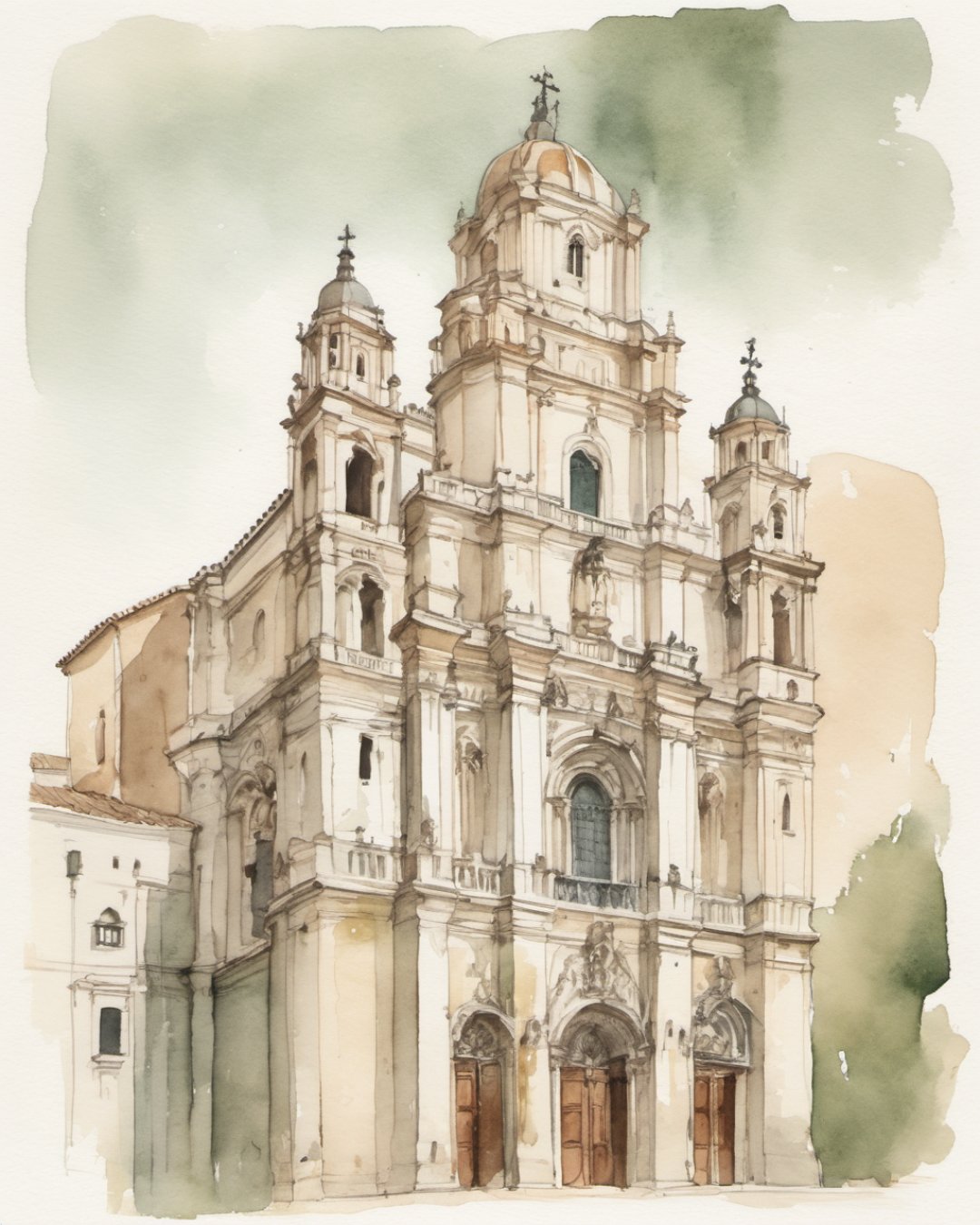 Watercolour of Malaga Cathedral, Malaga