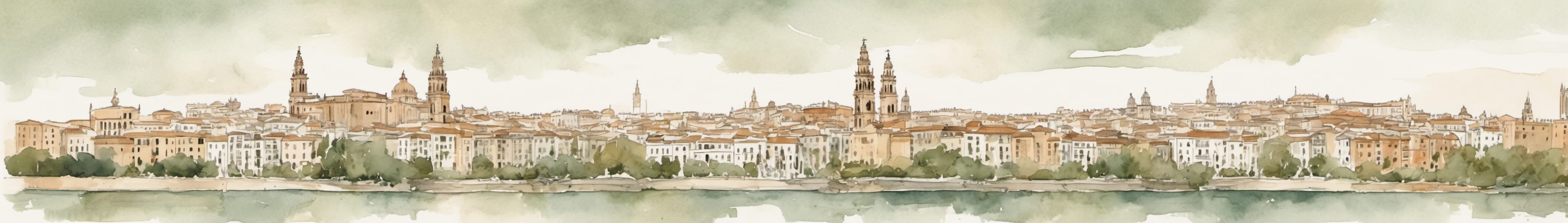 Watercolour illustration of Malaga, Spain