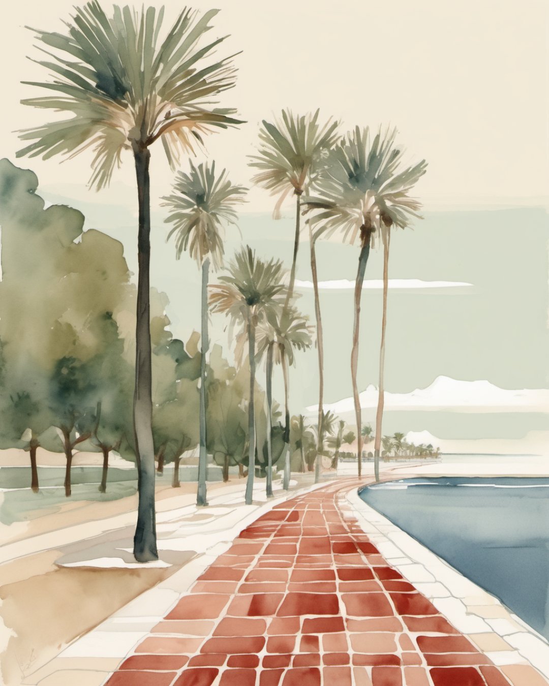 Watercolour of Explanada de España, Alicante