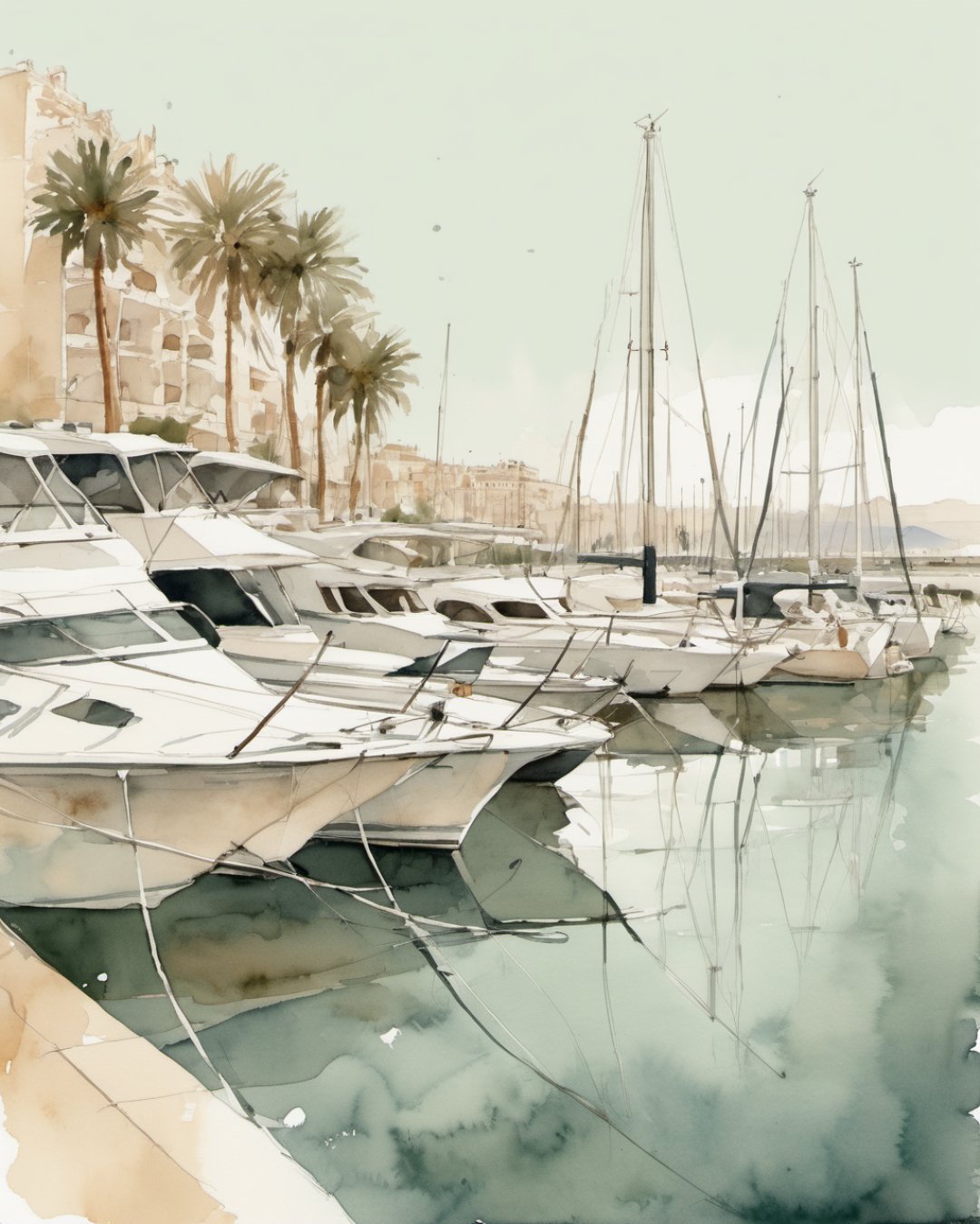 Watercolour of Marina & Port, Alicante