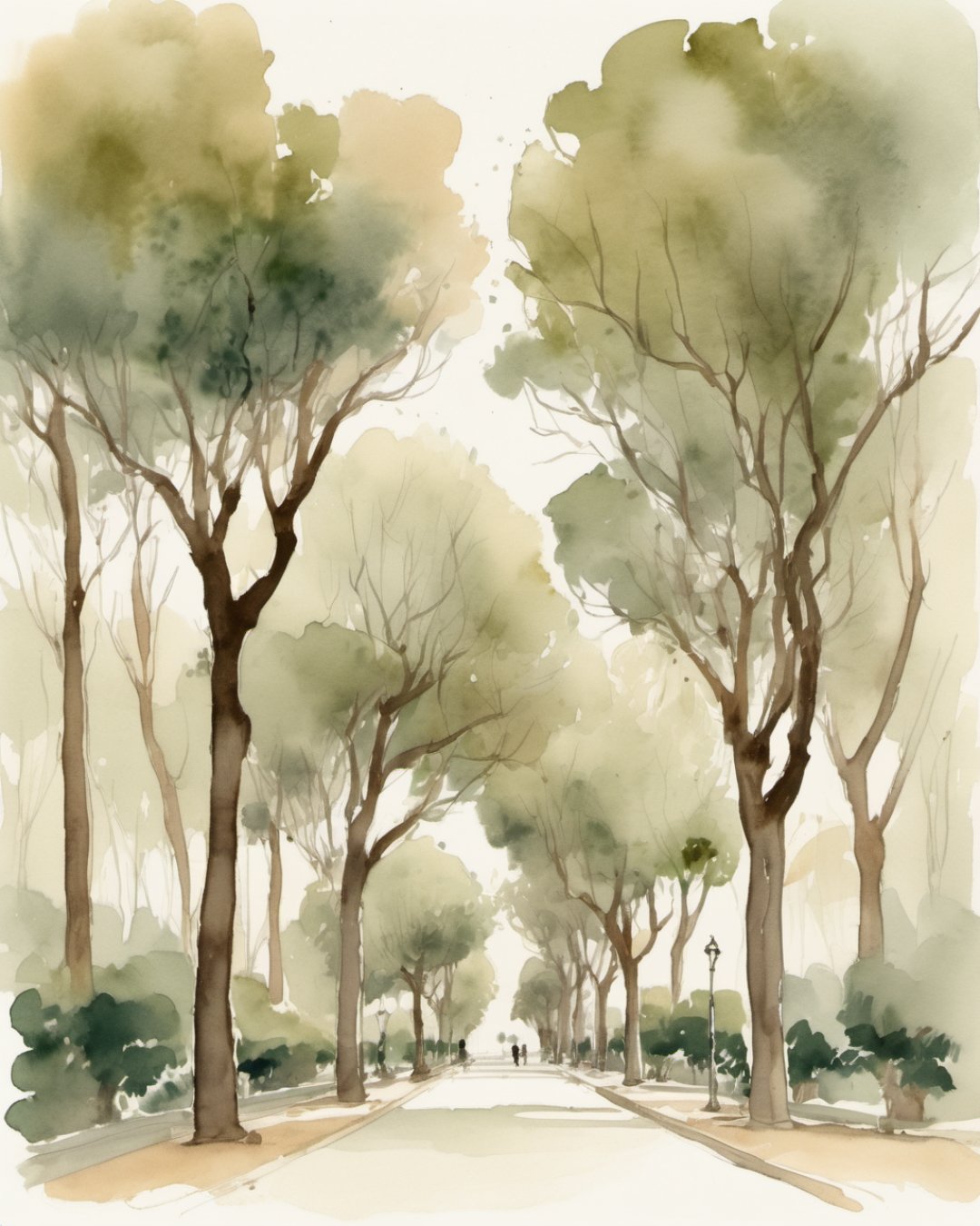 Watercolour of Canalejas Park, Alicante
