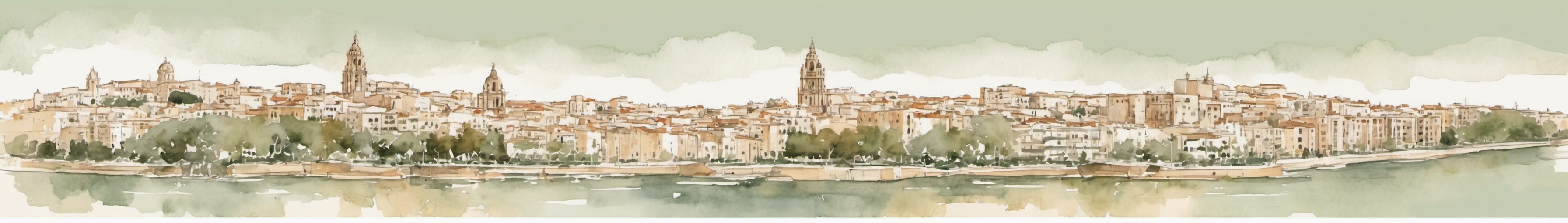 Watercolour illustration of Alicante, Spain