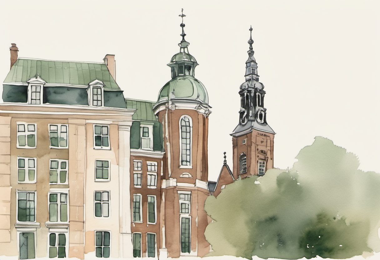 Watercolour scene of Amsterdam