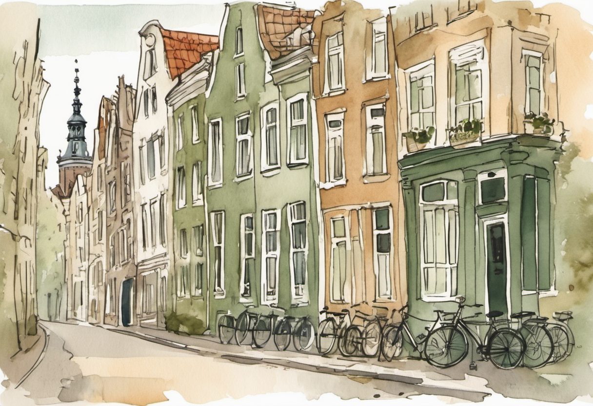 Watercolour scene of Amsterdam