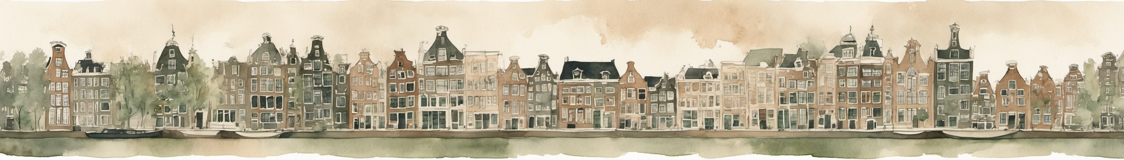 Watercolour illustration of Amsterdam