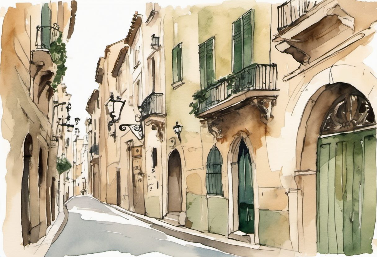 Watercolour scene of Barcelona