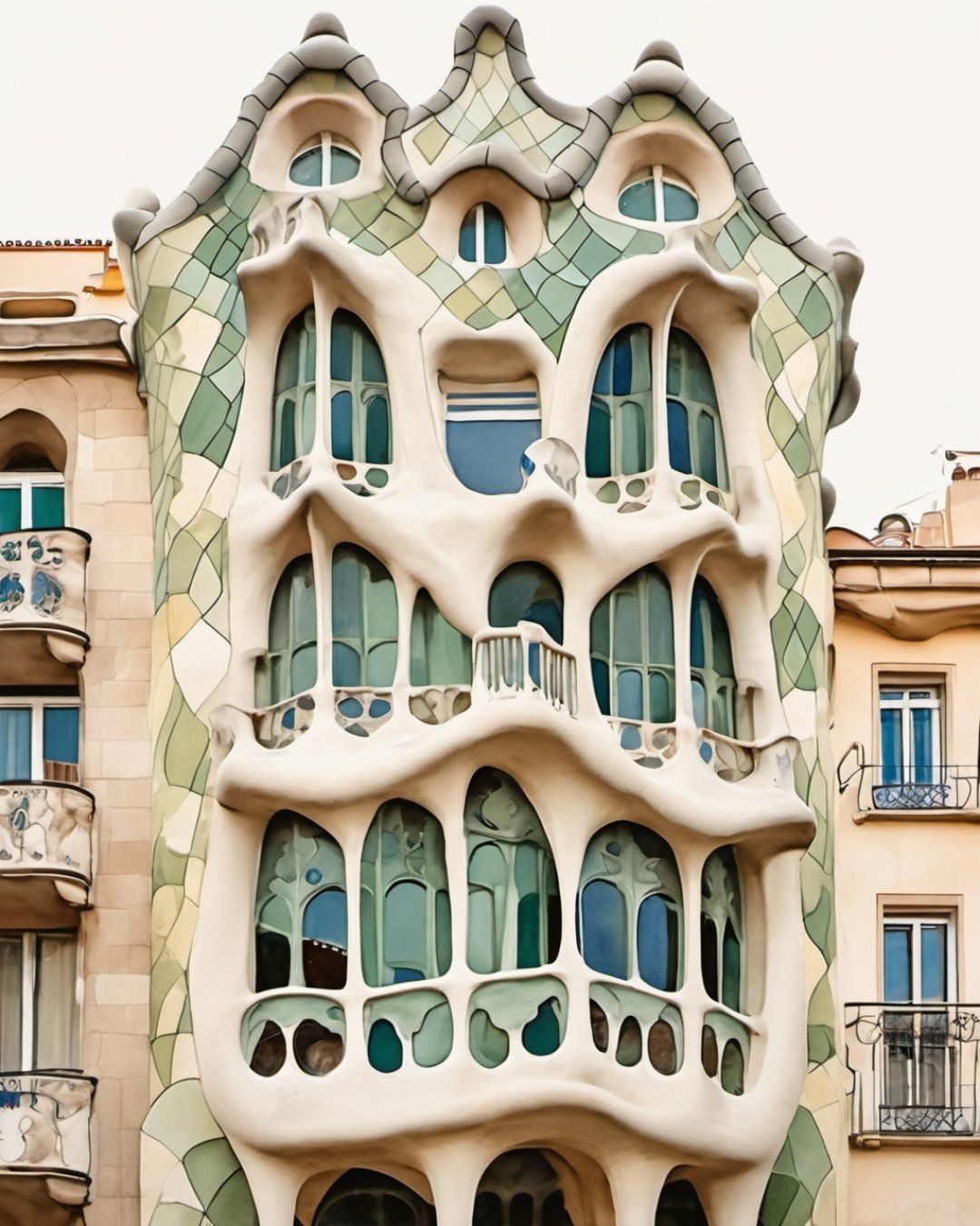 Watercolour of Casa Batlló, Barcelona