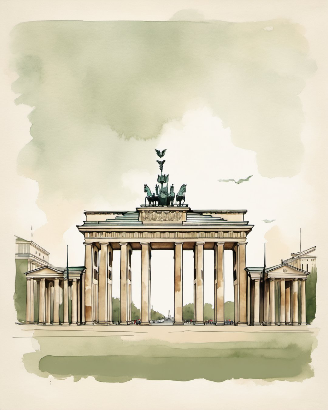 Watercolour of Brandenburg Gate, Berlin