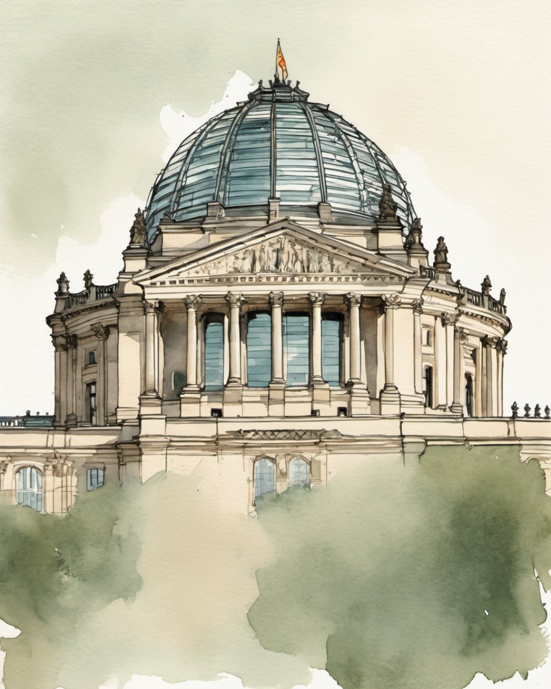 Watercolour of Reichstag, Berlin