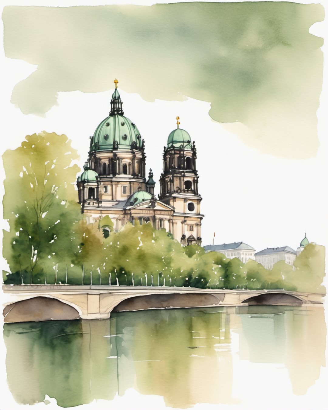 Watercolour of Berlin Cathedral, Berlin