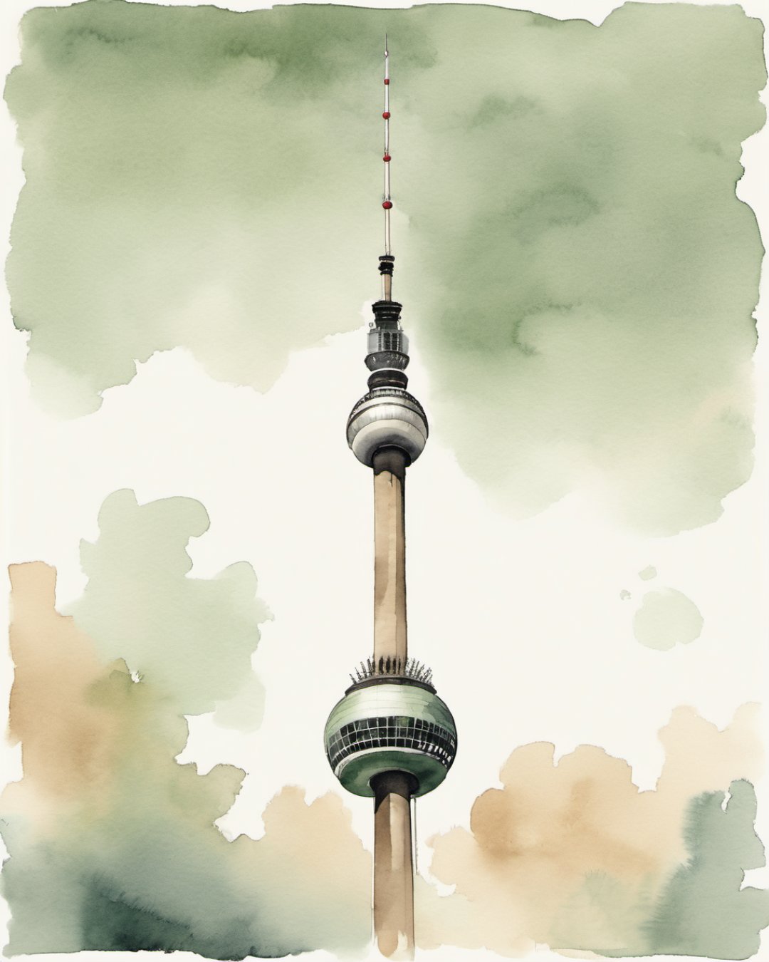 Watercolour of TV Tower, Berlin