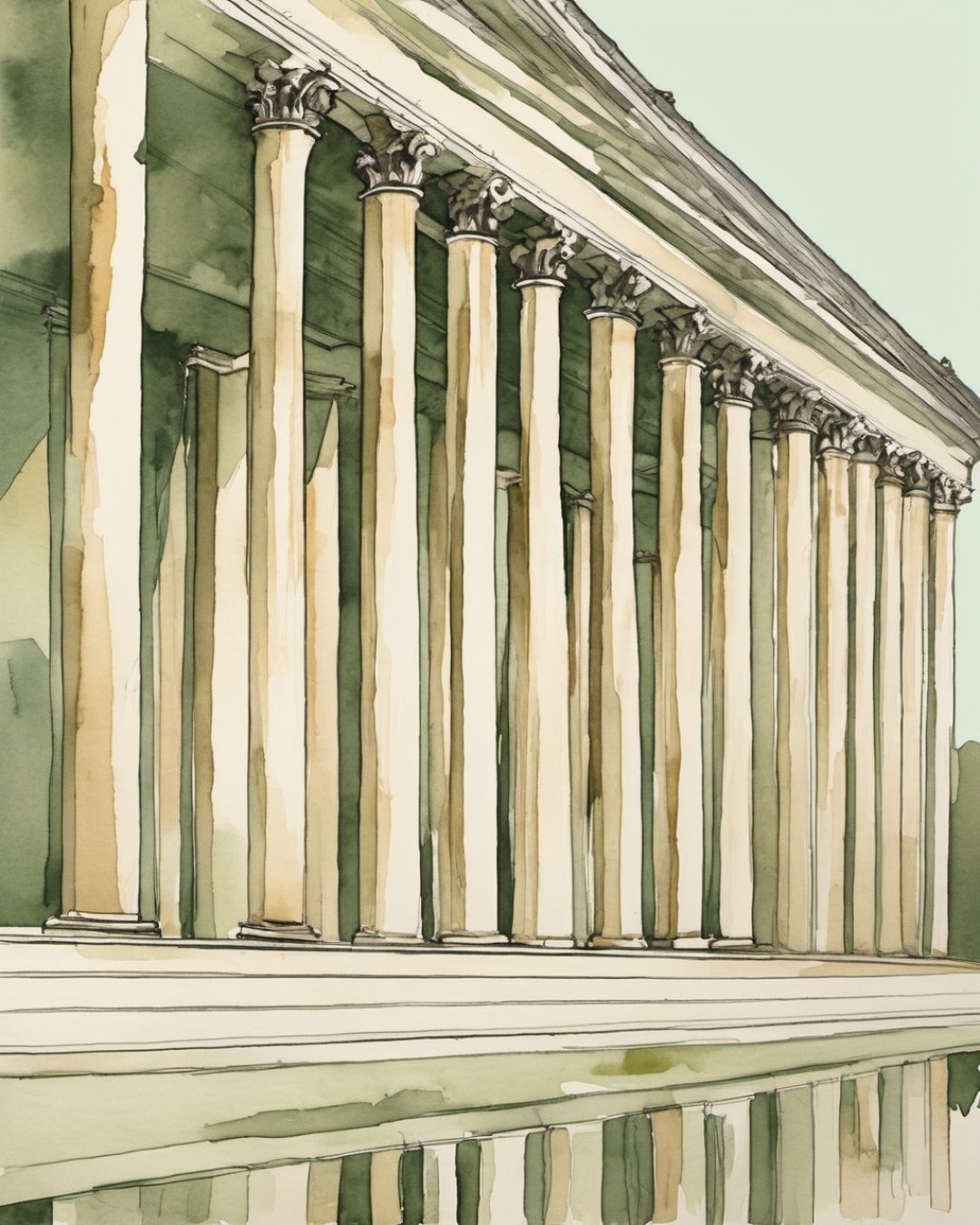 Watercolour of Museum Island, Berlin
