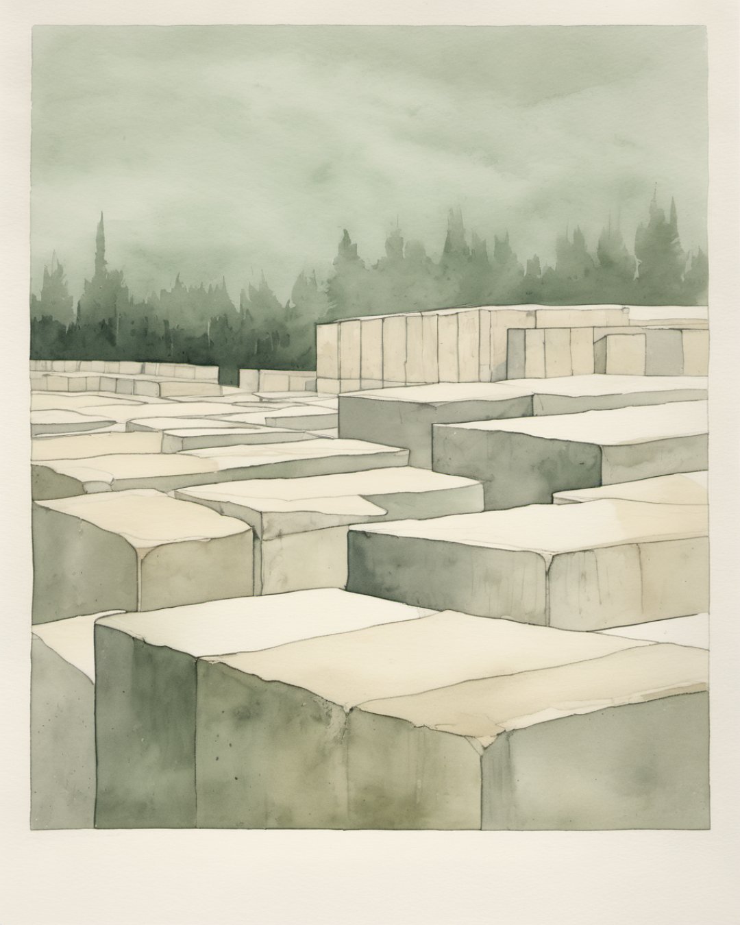 Watercolour of Holocaust Memorial, Berlin