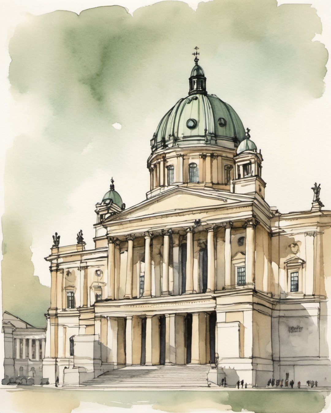 Watercolour of Gendarmenmarkt, Berlin