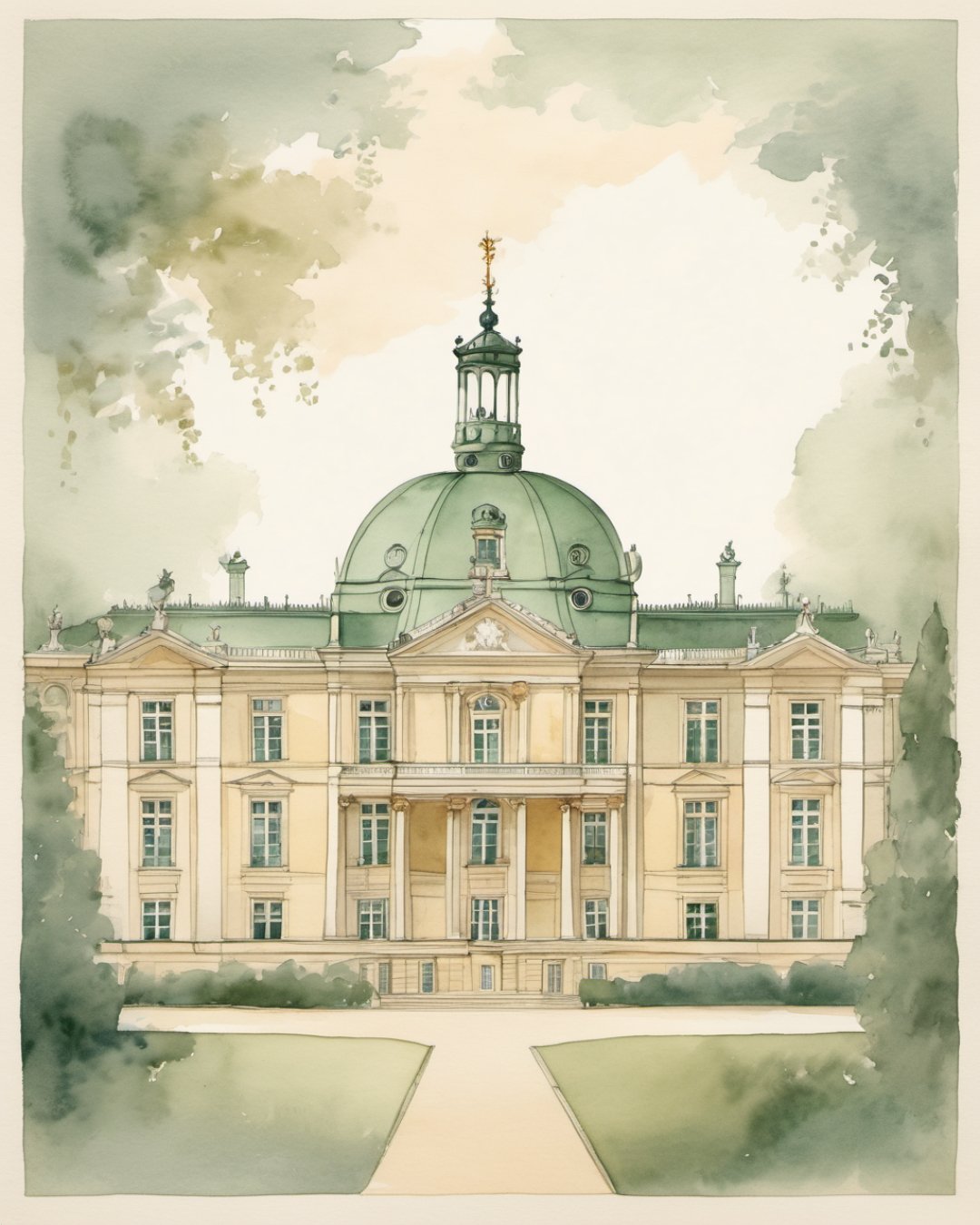 Watercolour of Charlottenburg Palace, Berlin