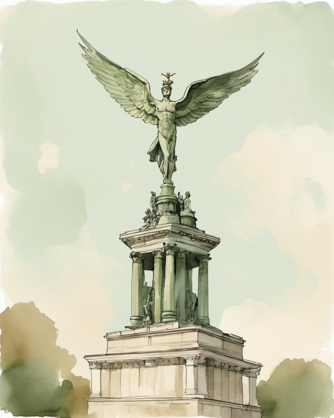 Watercolour of Victory Column, Berlin
