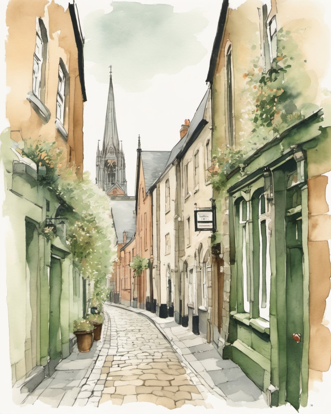 Watercolour of Cathedral Quarter, Belfast