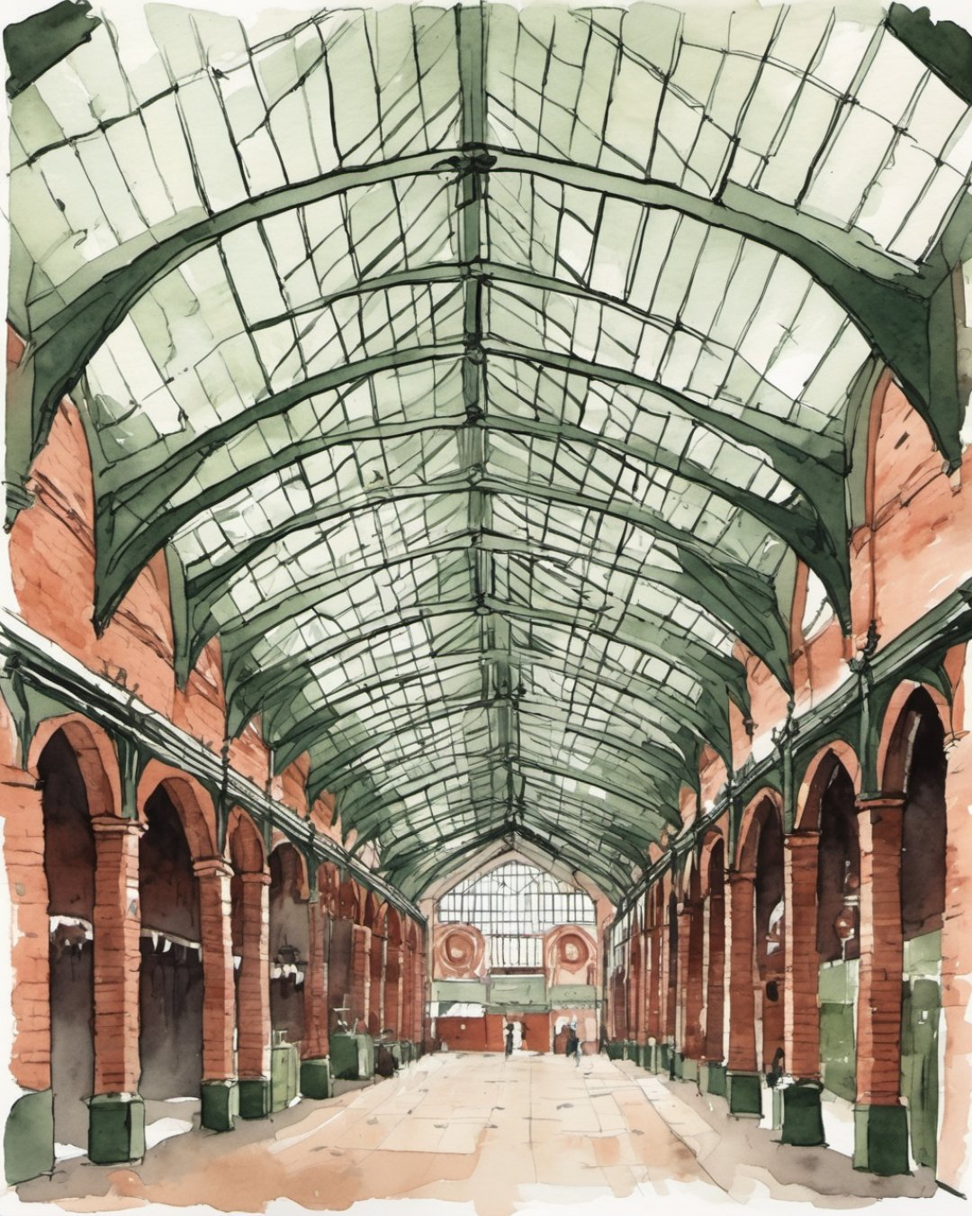 Watercolour of St George's Market, Belfast