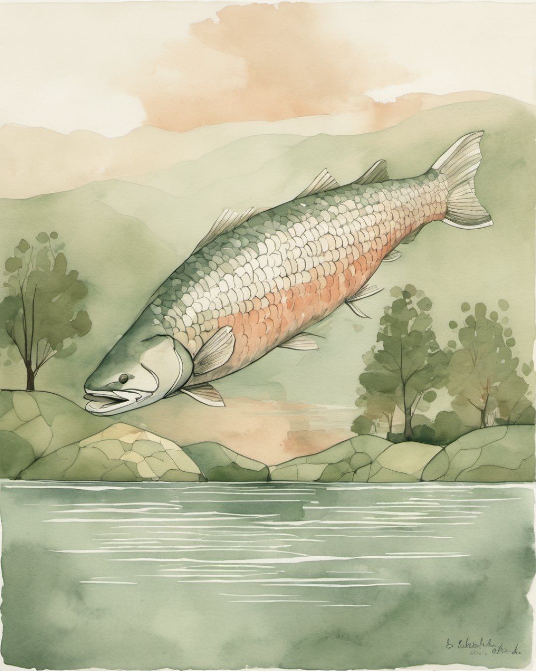 Watercolour of The Big Fish, Belfast