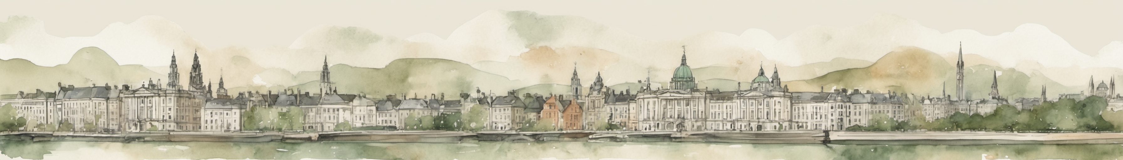 Watercolour illustration of Belfast, United Kingdom