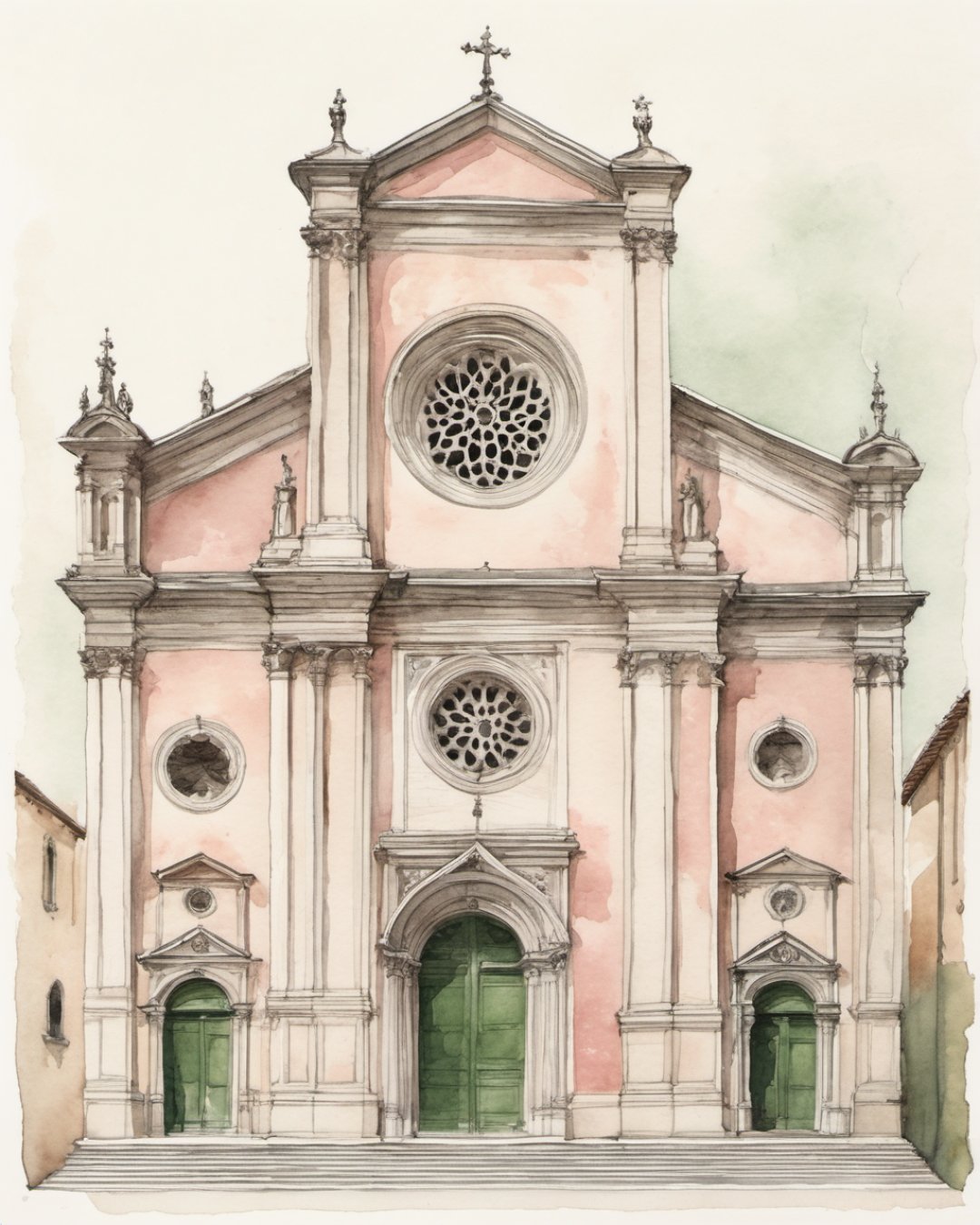 Watercolour of Colleoni Chapel, Bergamo