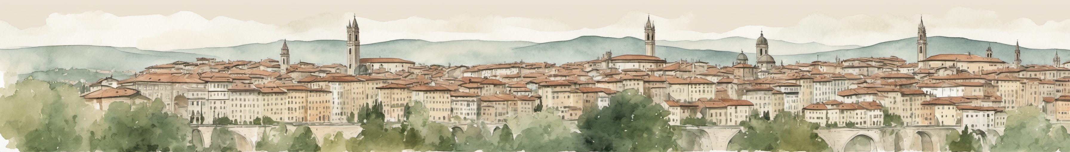 Watercolour illustration of Bergamo, Italy