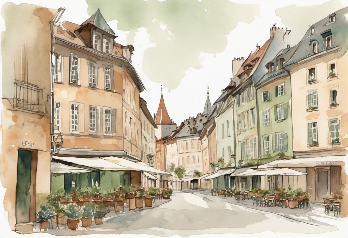 Watercolour scene of Mulhouse