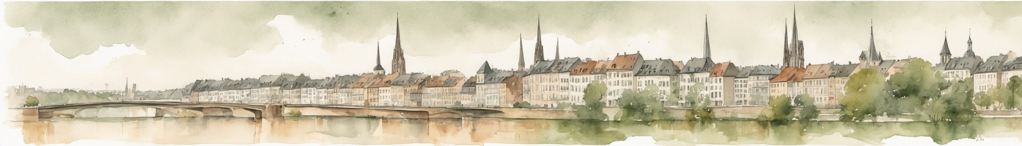Watercolour illustration of Mulhouse, France