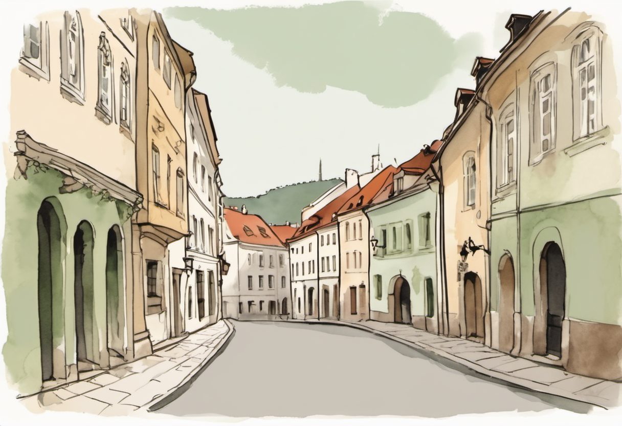 Watercolour scene of Bratislava