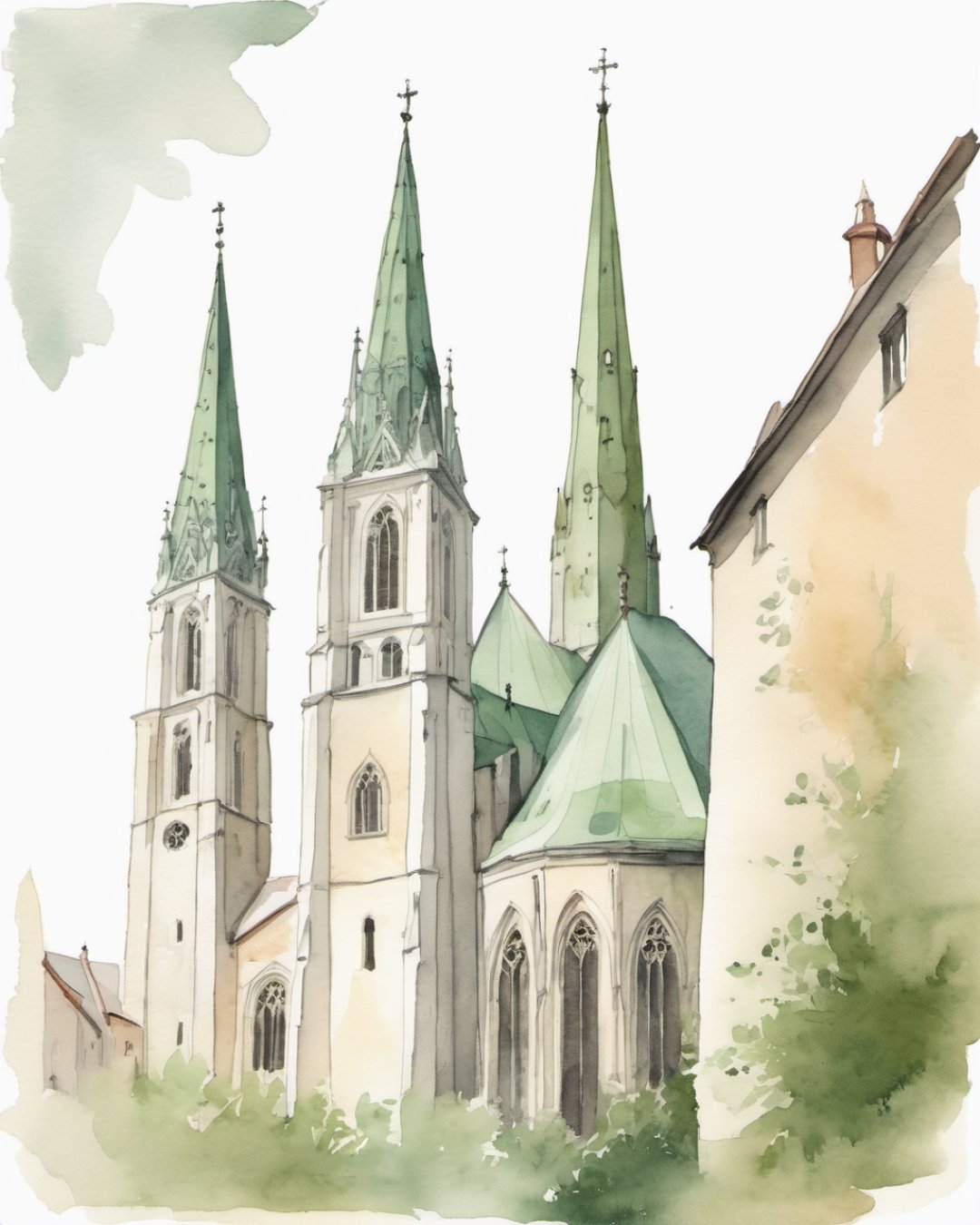 Watercolour of St Martin's Cathedral, Bratislava