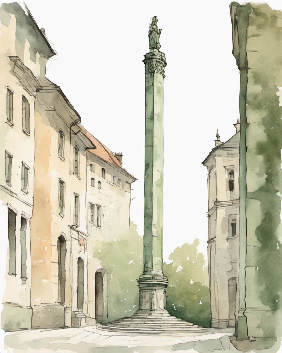 Watercolour of Slavín Memorial, Bratislava