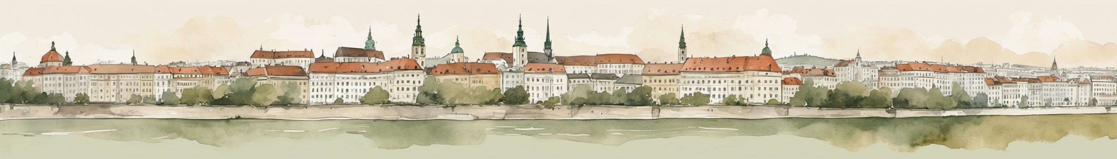 Watercolour illustration of Bratislava