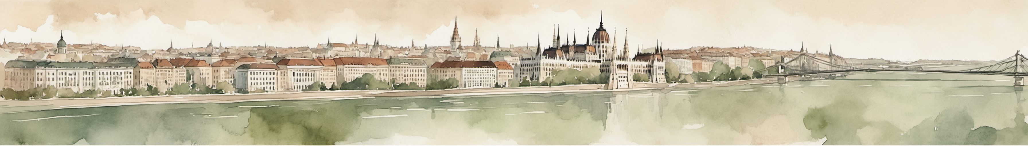 Watercolour illustration of Budapest