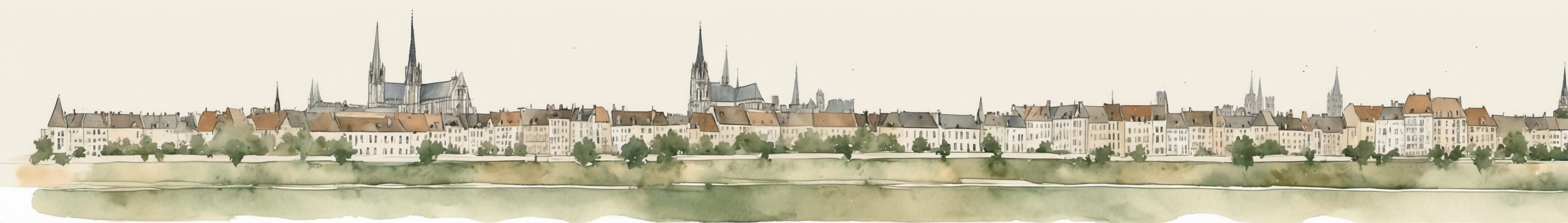 Watercolour illustration of Beauvais, France