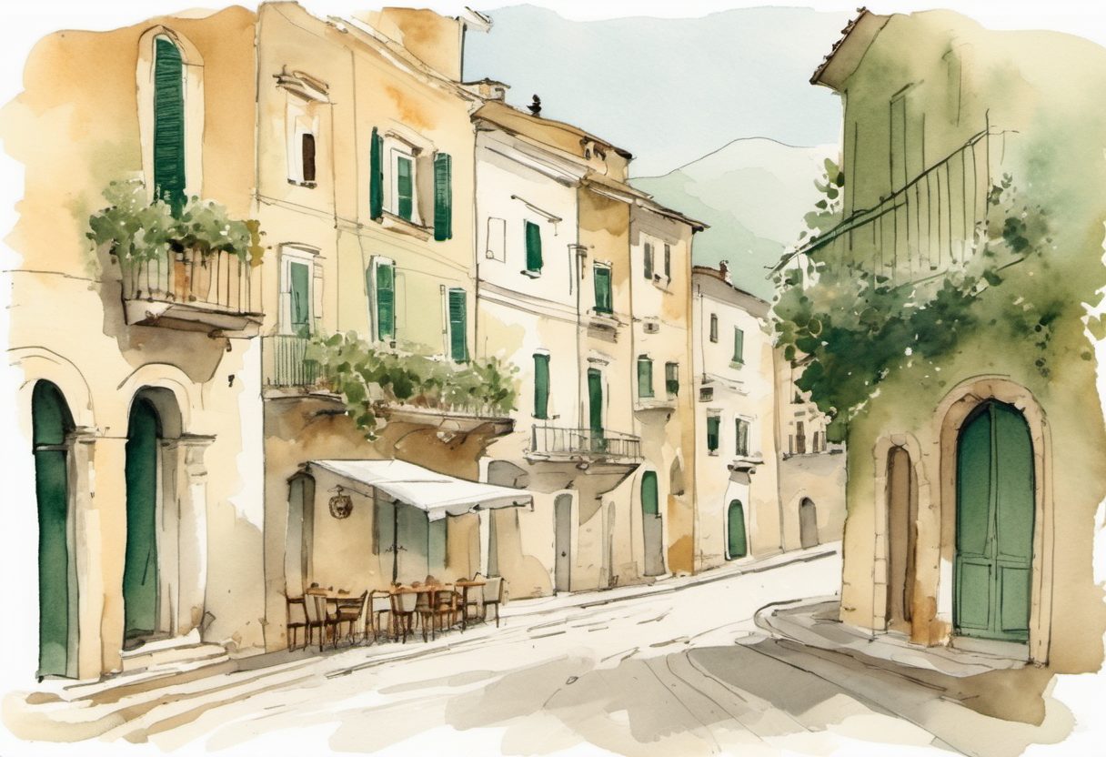 Watercolour scene of Kerkyra/corfu