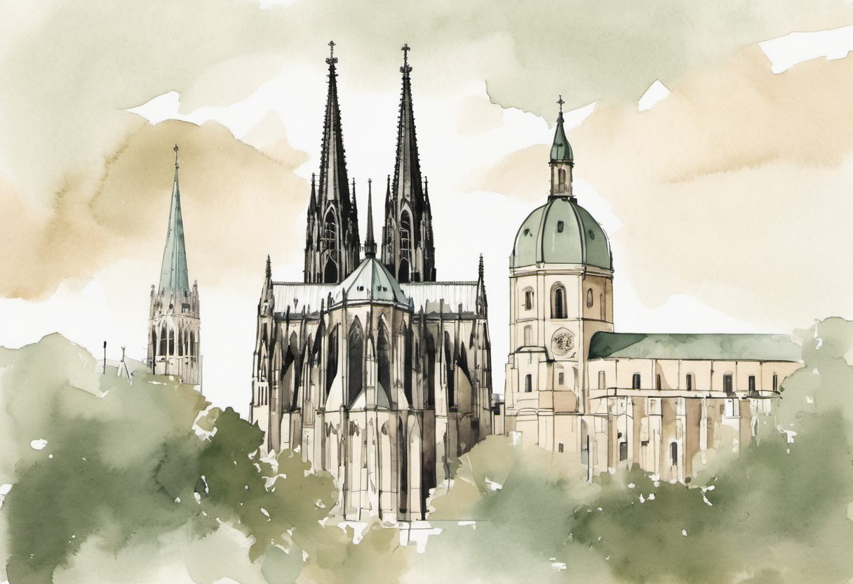 Watercolour scene of Cologne