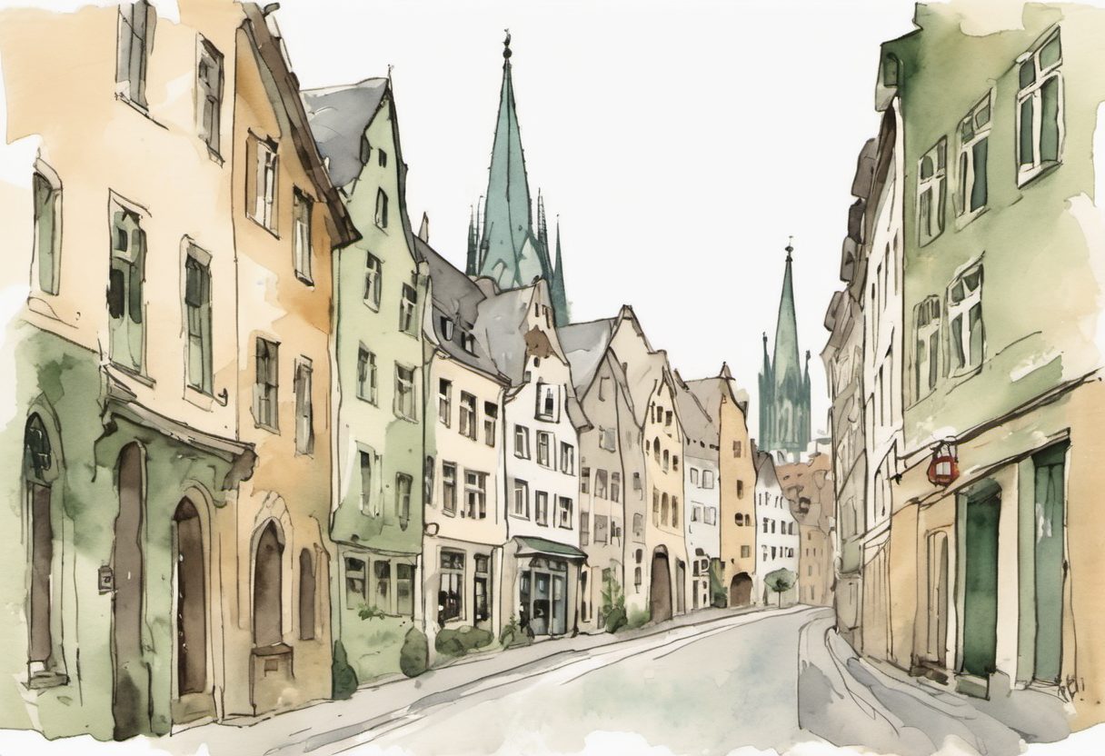 Watercolour scene of Cologne