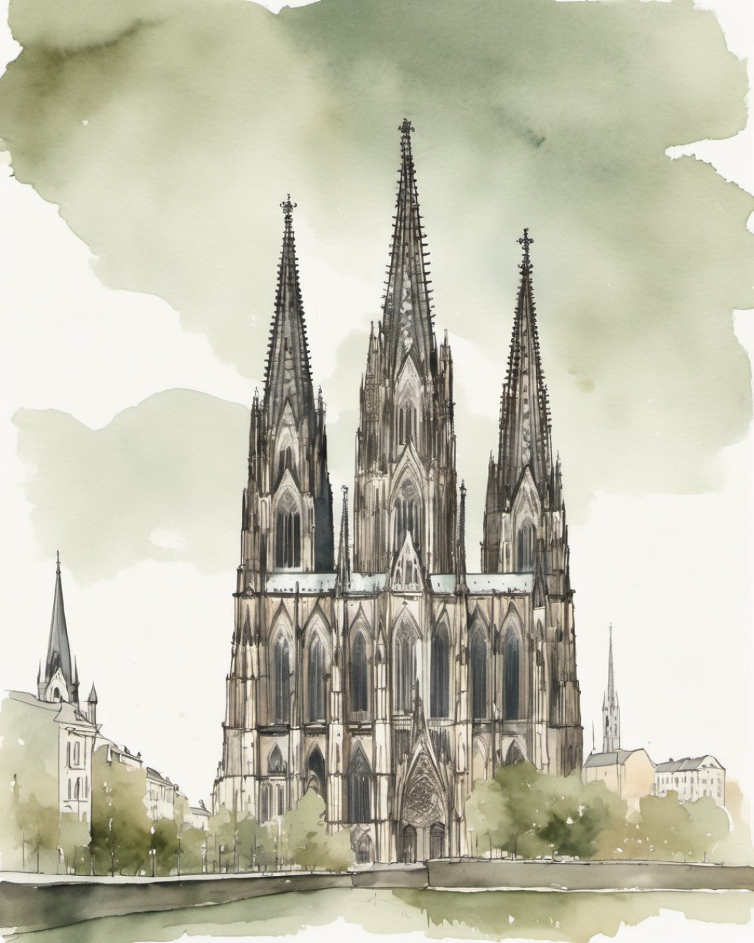 Watercolour of Cologne Cathedral, Cologne