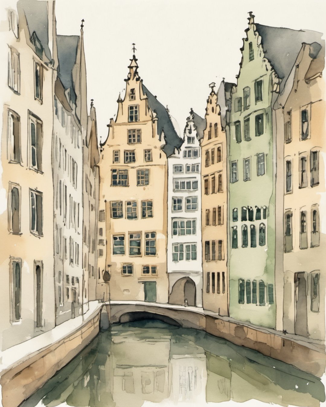 Watercolour of Fish Market, Cologne