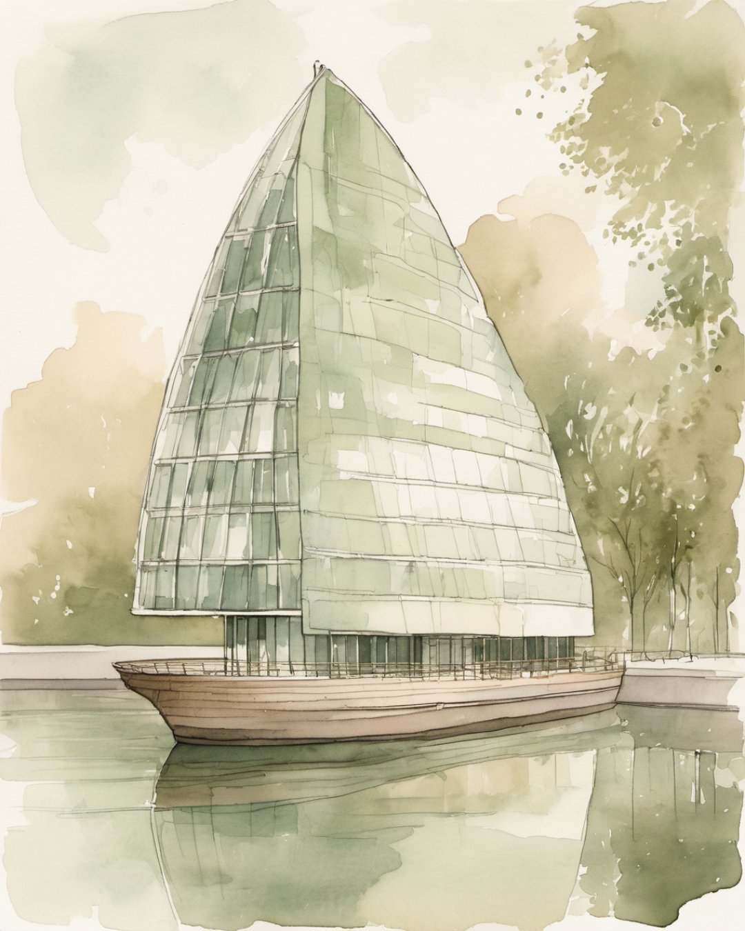 Watercolour of Chocolate Museum, Cologne