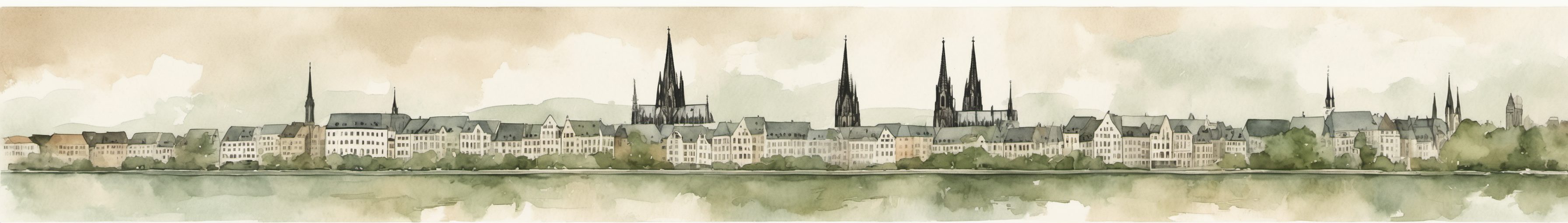 Watercolour illustration of Cologne