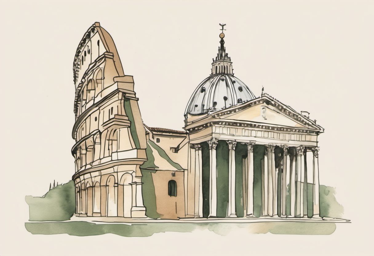 Watercolour scene of Rome
