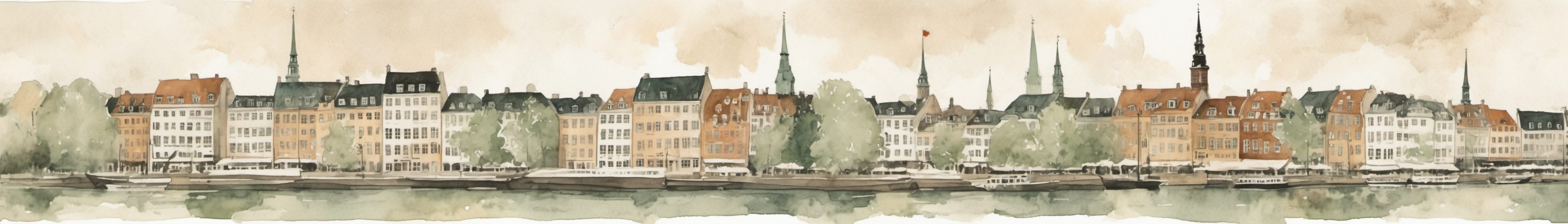 Watercolour illustration of Copenhagen