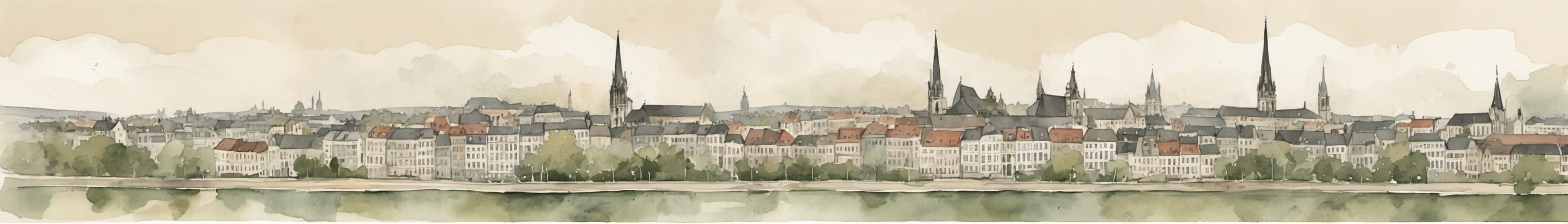 Watercolour illustration of Charleroi, Belgium