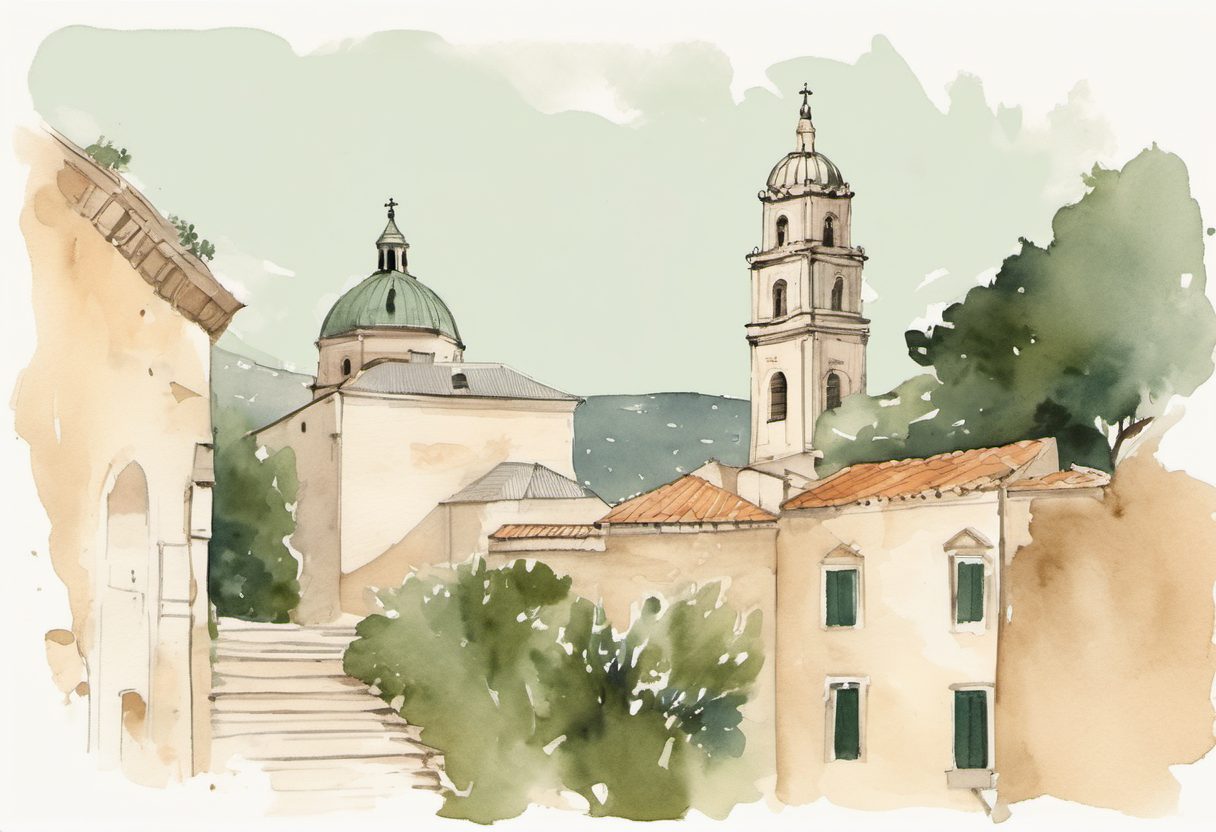 Watercolour scene of Dubrovnik