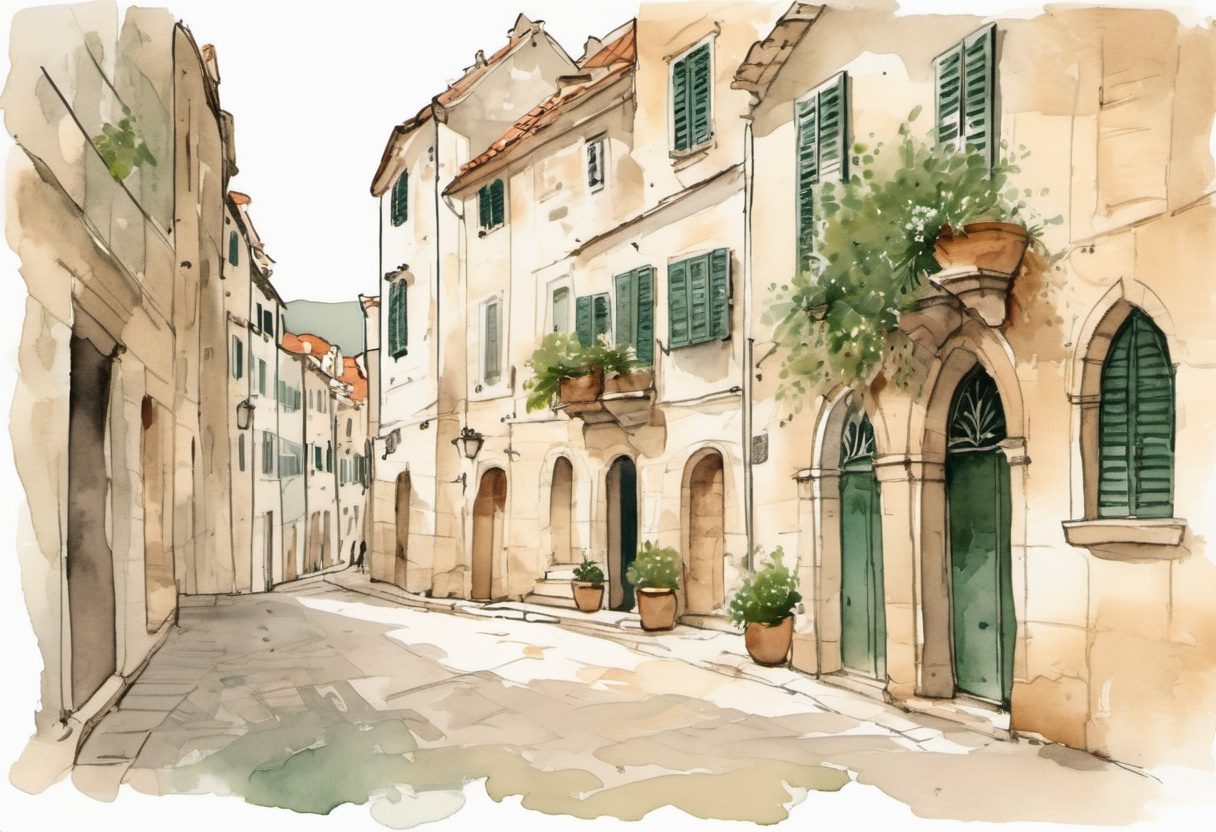 Watercolour scene of Dubrovnik