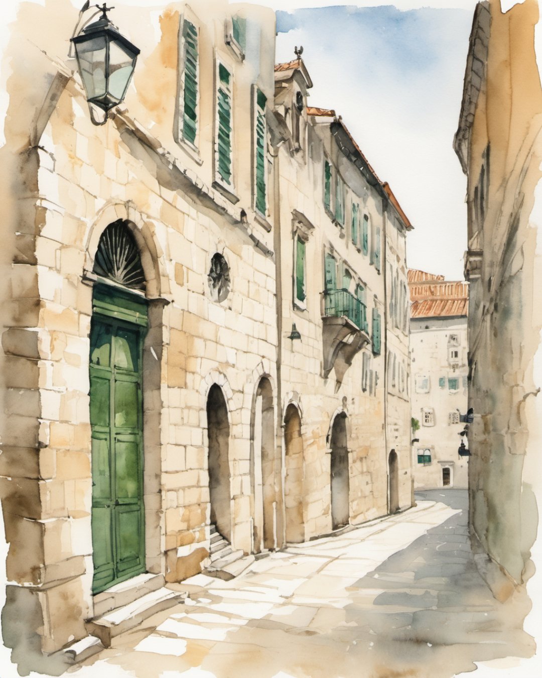 Watercolour of Stradun, Dubrovnik
